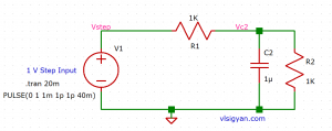 2R_1C circuit step response